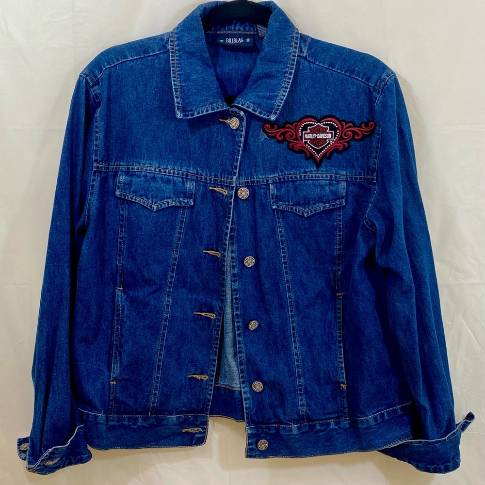 Jean jacket with Harley Davidson appliqués